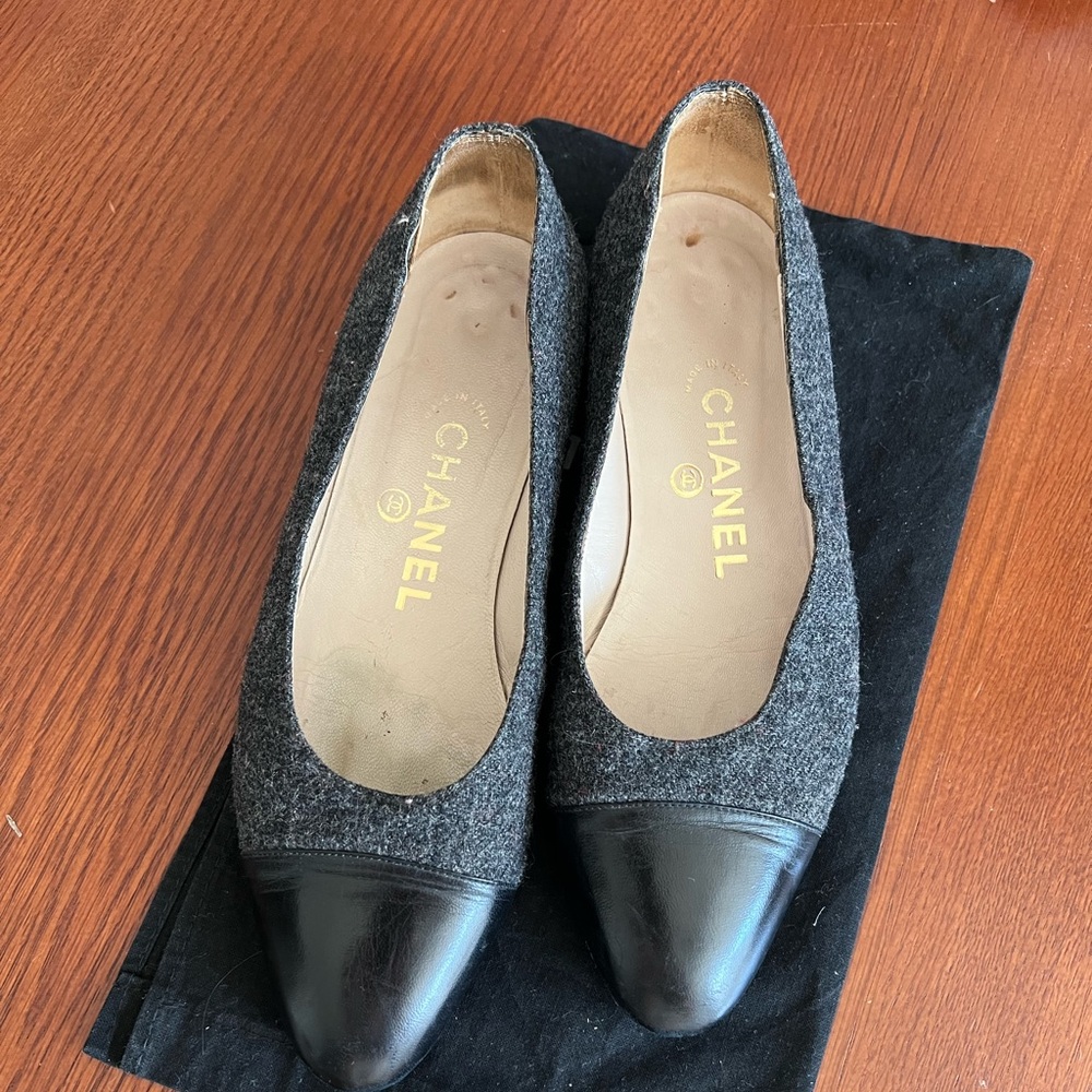 Chanel ballet flats wool and leather size 36